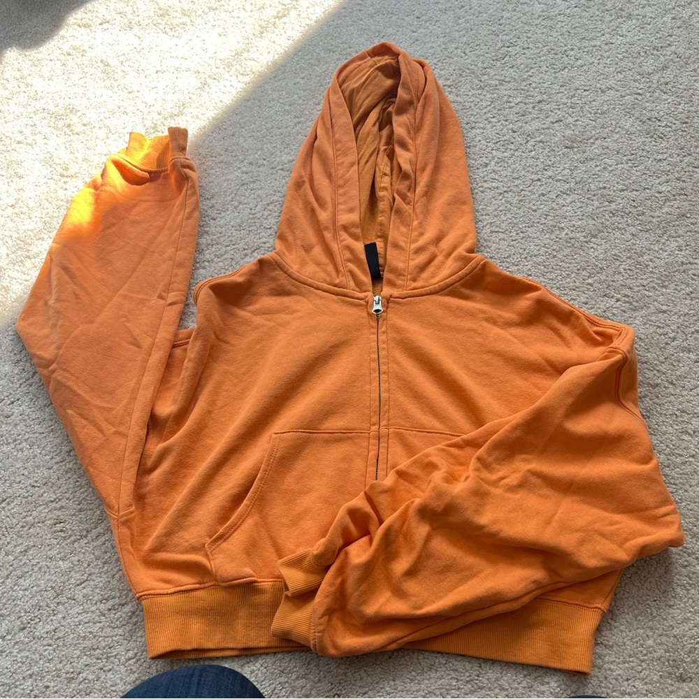 Orange midi zip hoodie